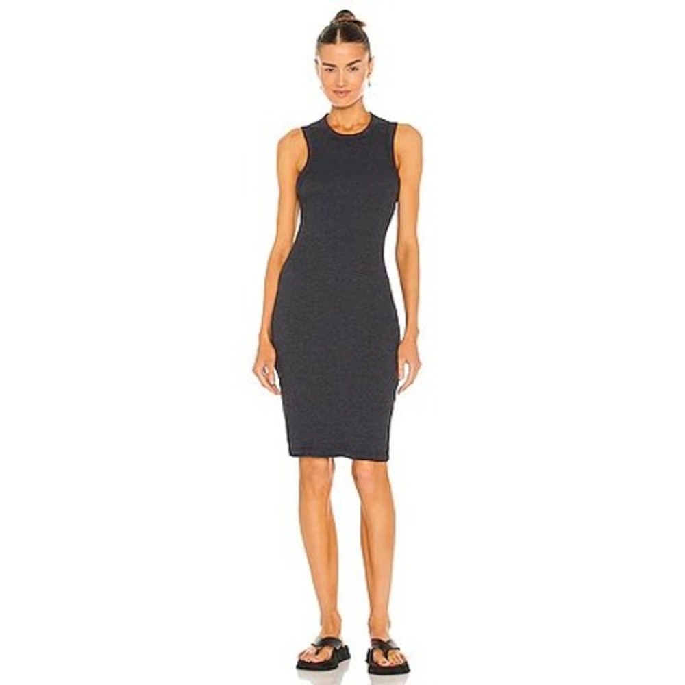 James Perse Standard Ribbed Tank Dress Heather Charcoal Size 2 Medium USA Made